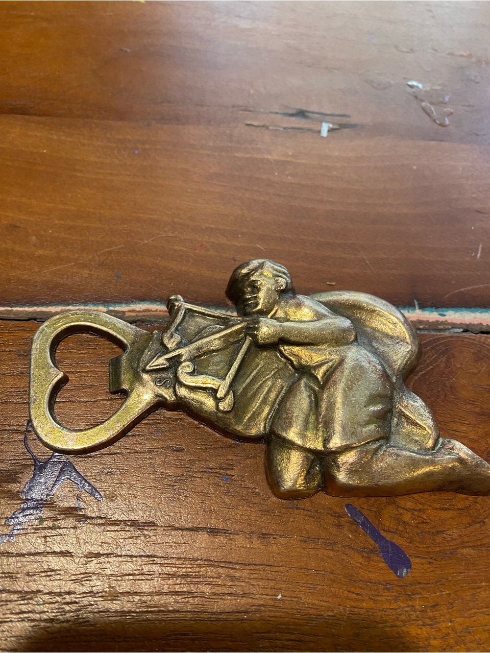 Brass Kneeling Archer Bottle Opener Wall Accent - Gold Finish